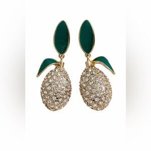 Elegant Green and Gold Crystal Drop Earrings